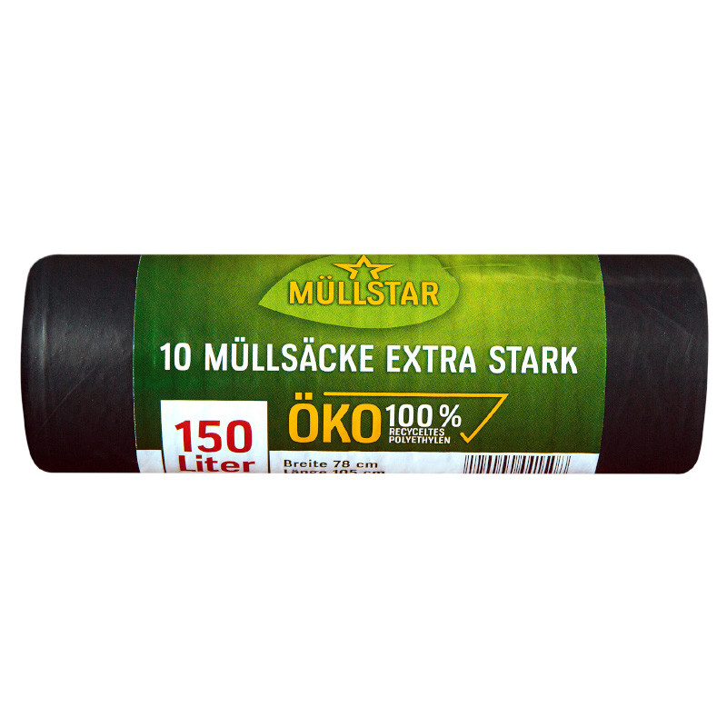 Müllstar Öko Müllsack extra stark schwarz 150 Liter 10 Stück